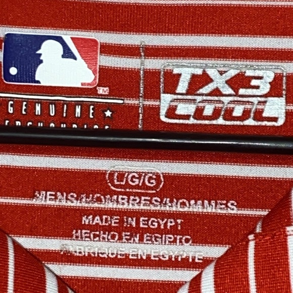 Genuine MLB Merch CARDINALS TX3 Red  White Striped Polo Shirt Size Large clean - Picture 3 of 11